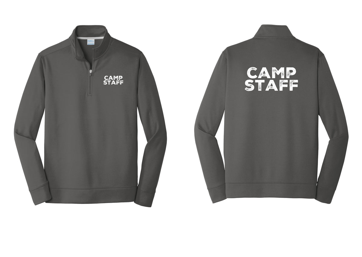 NYC Factory Camp Staff Performance Fleece 1/4-Zip Pullover Sweatshirt (Rustic) - Chest + Back - Charcoal