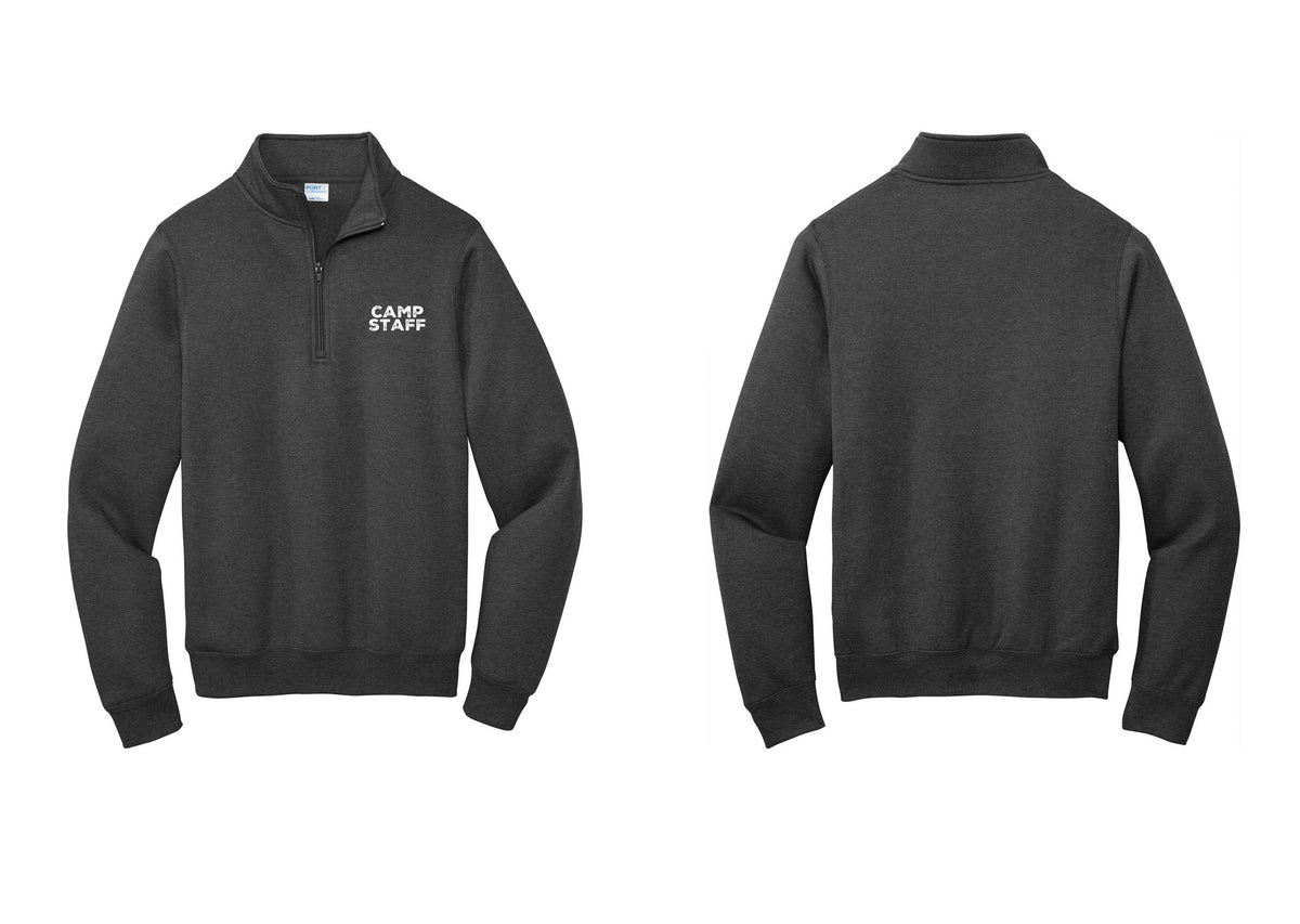 NYC Factory Camp Staff Cotton Fleece 1/4-Zip Pullover Sweatshirt (Rustic) - Chest Only - Dark Heather Grey