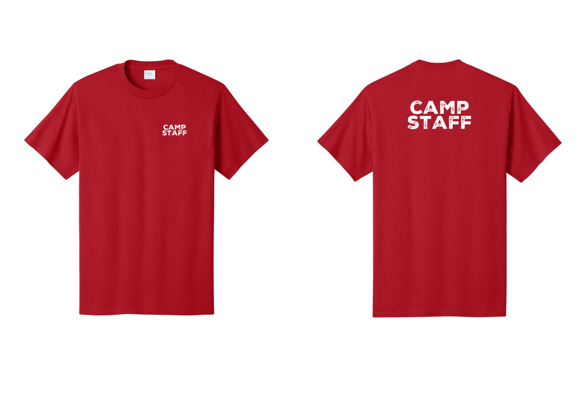 NYC Factory Unisex Camp Staff Charcoal T-Shirt - Chest + Back - Red
