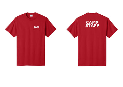 NYC Factory Unisex Camp Staff Charcoal T-Shirt - Chest + Back - Red