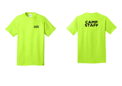NYC Factory Unisex Camp Staff Charcoal T-Shirt - Chest + Back - Safety Green