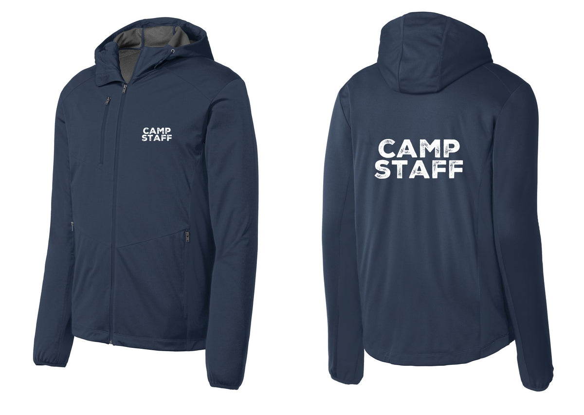 NYC Factory Camp Staff Soft Shell Hooded Jacket (Rustic) - Chest + Back - Dress Blue Navy
