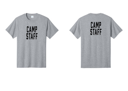 NYC Factory Camp Staff T-Shirt, Condensed Lettering - Front + Back - Athletic Heather