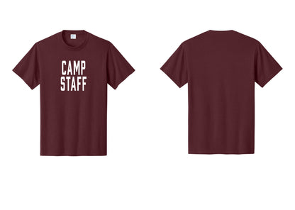 NYC Factory Camp Staff T-Shirt, Condensed Lettering - Front Only - Athletic Maroon