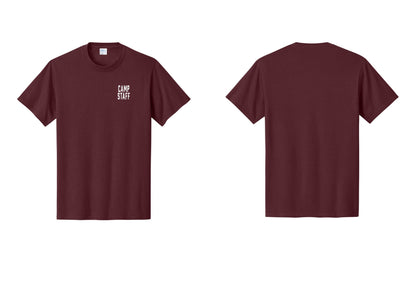 NYC Factory Camp Staff T-Shirt, Condensed Lettering - Chest Only - Athletic Maroon