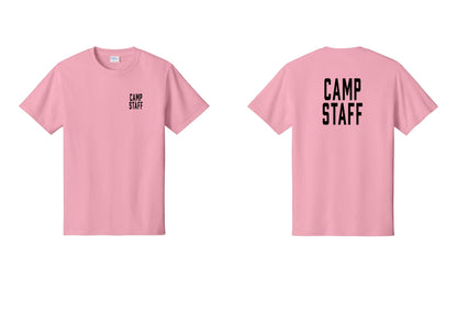 NYC Factory Camp Staff T-Shirt, Condensed Lettering - Chest + Back - Candy Pink