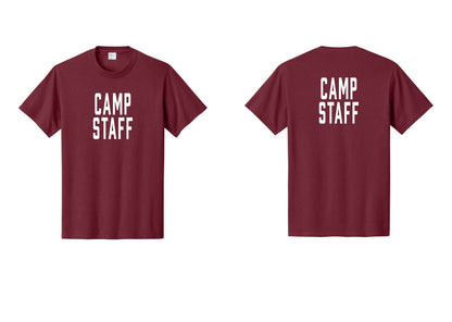 NYC Factory Camp Staff T-Shirt, Condensed Lettering - Front + Back - Cardinal