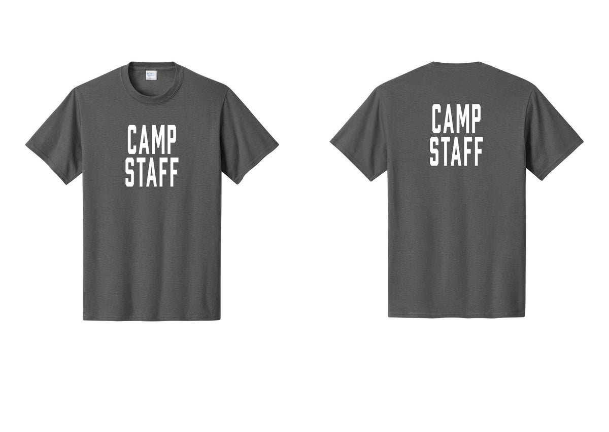 NYC Factory Camp Staff T-Shirt, Condensed Lettering - Front + Back - Charcoal
