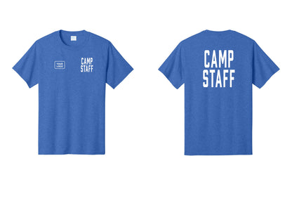 NYC Factory Unisex Custom Logo Camp Staff T-Shirt - CAMP STAFF + Your Logo + Back - Heather Royal