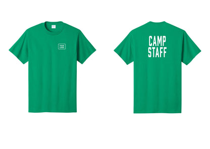 NYC Factory Custom Logo Camp Staff T-Shirt, Condensed Lettering - Your Logo + Back - Kelly