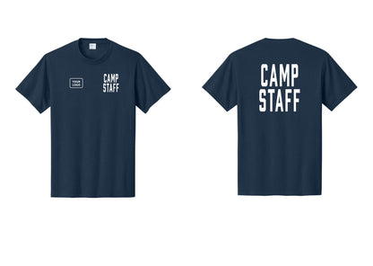 NYC Factory Unisex Custom Logo Camp Staff T-Shirt - CAMP STAFF + Your Logo + Back - Navy