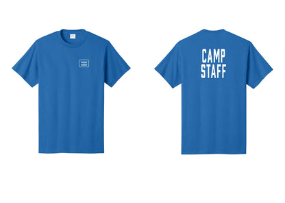 NYC Factory Custom Logo Camp Staff T-Shirt, Condensed Lettering - Your Logo + Back - Royal