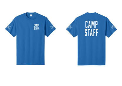 NYC Factory Unisex Custom Logo Camp Staff T-Shirt - Chest + Back + Your Logo Sleeves - Royal
