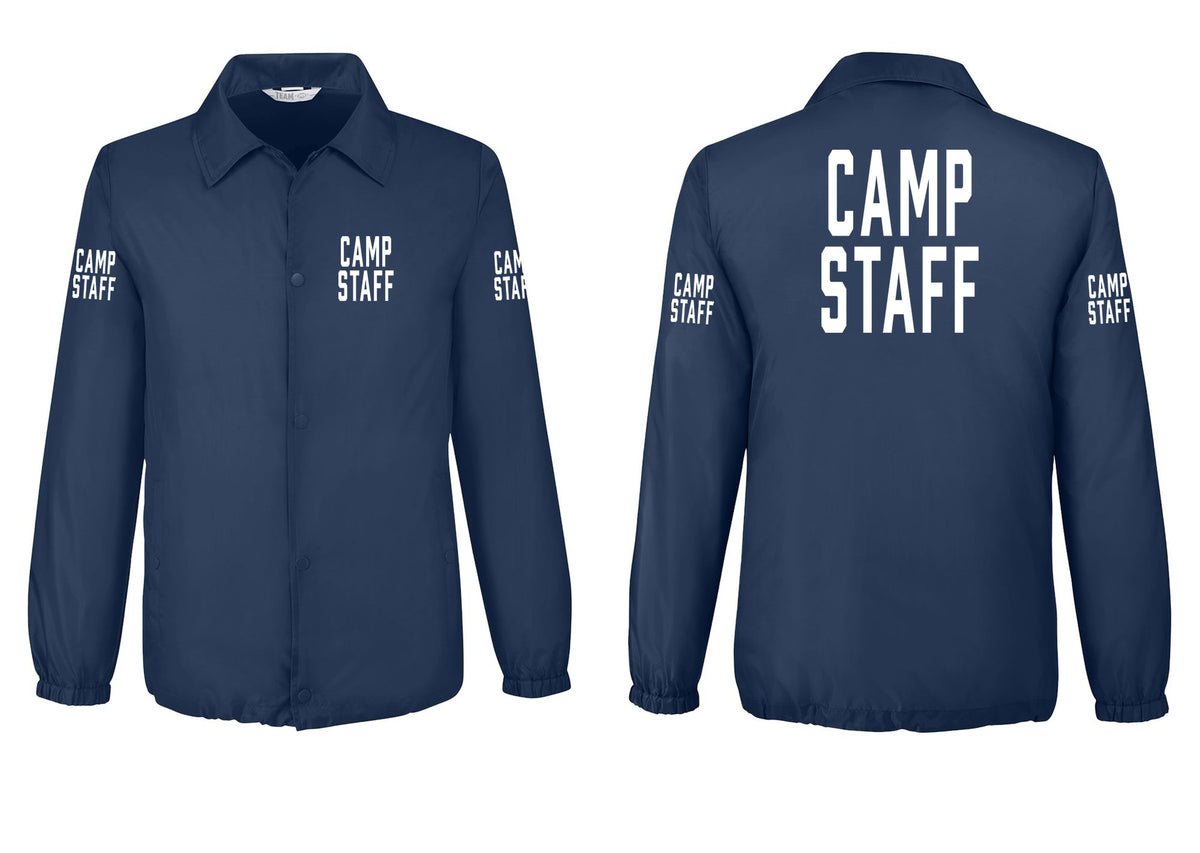 NYC Factory Camp Staff Snap-Front Coaches Jacket (Classic) - Chest + Back + Camp Staff Sleeves - Sport Dark Navy
