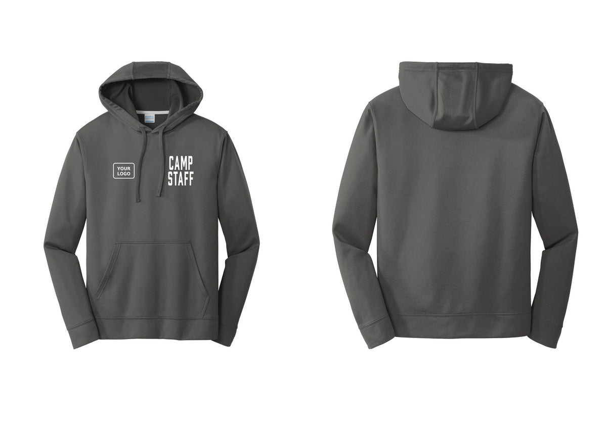 NYC Factory Custom Logo Camp Staff Performance Hooded Fleece Pullover Sweatshirt (Classic) - CAMP STAFF + Your Logo - Charcoal