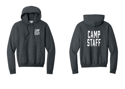 NYC Factory Camp Staff Cotton Fleece Pullover Hoodie (Classic) - Chest + Back - Dark Heather Grey