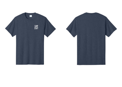 NYC Factory Camp Staff T-Shirt, Condensed Lettering - Chest Only - Heather Navy