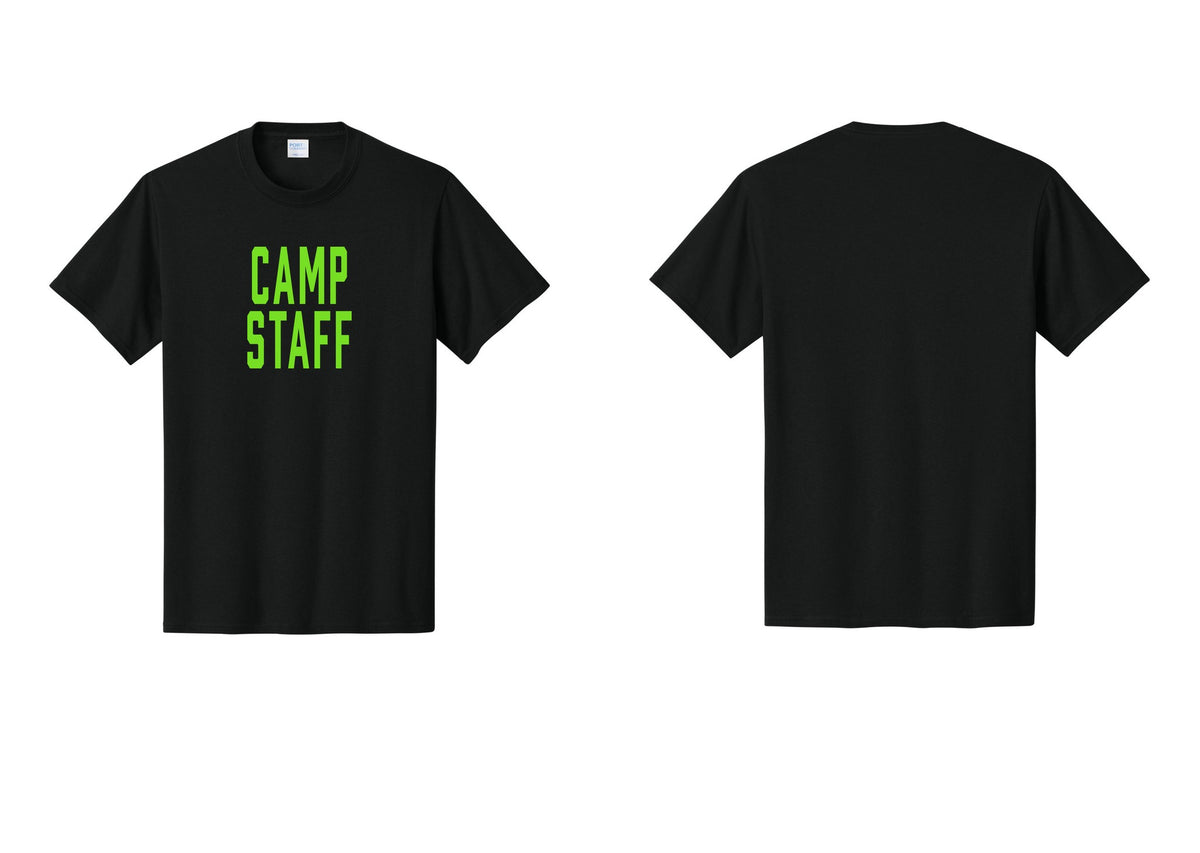 NYC Factory Camp Staff T-Shirt, Condensed Lettering - Front Only - Black / Neon
