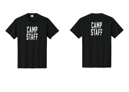 NYC Factory Camp Staff T-Shirt, Condensed Lettering - Front + Back - Black