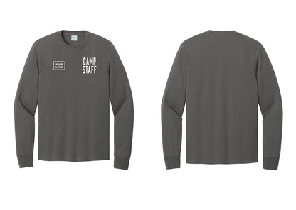 NYC Factory Custom Logo Camp Staff Cotton Long Sleeve T-Shirt (Classic) - CAMP STAFF + Your Logo - Charcoal