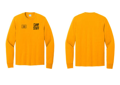 NYC Factory Custom Logo Camp Staff Cotton Long Sleeve T-Shirt (Classic) - CAMP STAFF + Your Logo - Gold