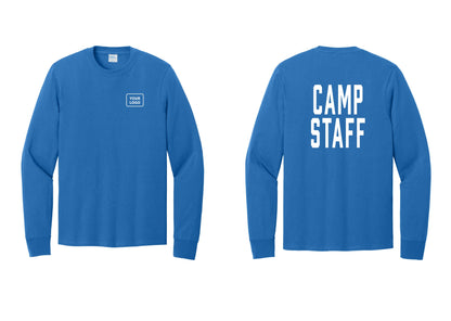 NYC Factory Custom Logo Camp Staff Cotton Long Sleeve T-Shirt (Classic) - Your Logo + Back - Royal