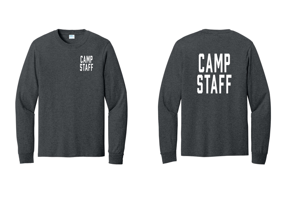 NYC Factory Camp Staff Cotton Long Sleeve T-Shirt (Classic) - Chest + Back - Dark Heather Grey