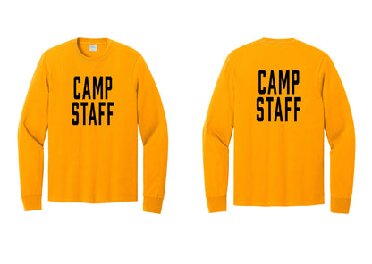 NYC Factory Camp Staff Cotton Long Sleeve T-Shirt (Classic) - Front + Back - Gold