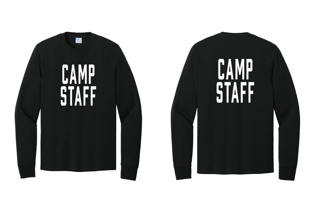 NYC Factory Camp Staff Cotton Long Sleeve T-Shirt (Classic) - Front + Back - Black