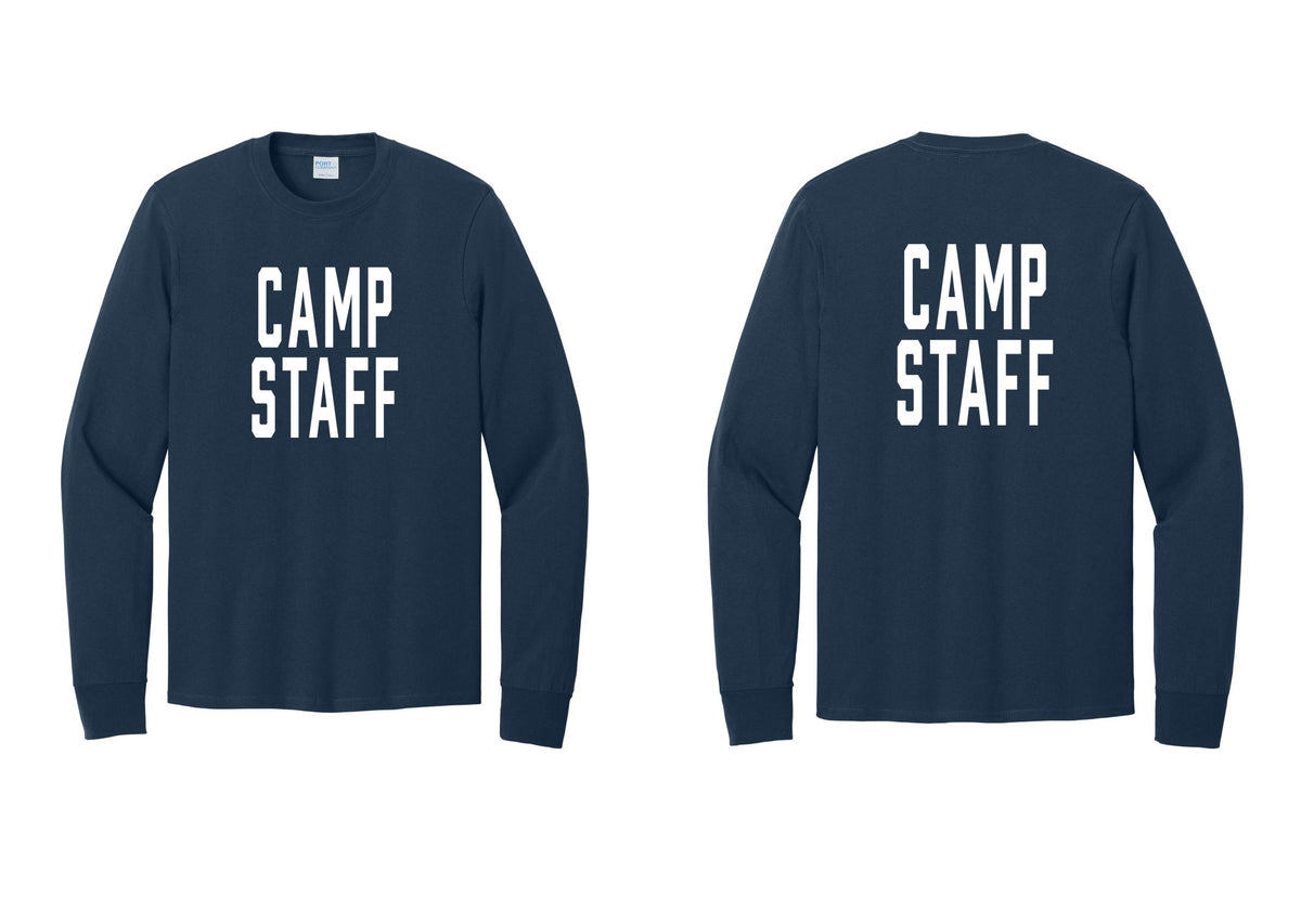 NYC Factory Camp Staff Cotton Long Sleeve T-Shirt (Classic) - Front + Back - Navy
