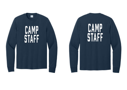 NYC Factory Camp Staff Cotton Long Sleeve T-Shirt (Classic) - Front + Back - Navy