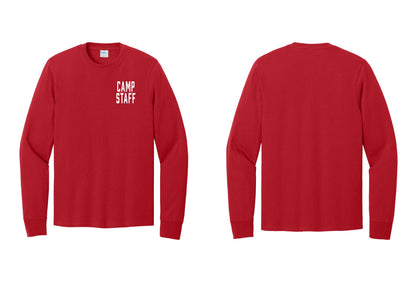 NYC Factory Camp Staff Cotton Long Sleeve T-Shirt (Classic) - Chest Only - Red
