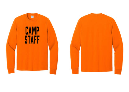 NYC Factory Camp Staff Cotton Long Sleeve T-Shirt (Classic) - Front Only - Safety Orange