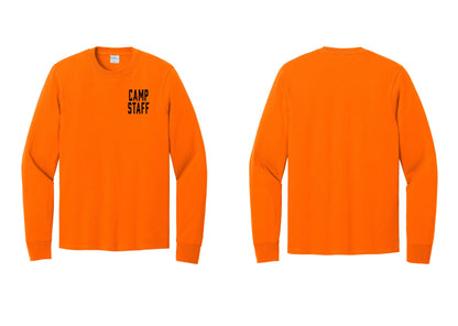 NYC Factory Camp Staff Cotton Long Sleeve T-Shirt (Classic) - Chest Only - Safety Orange