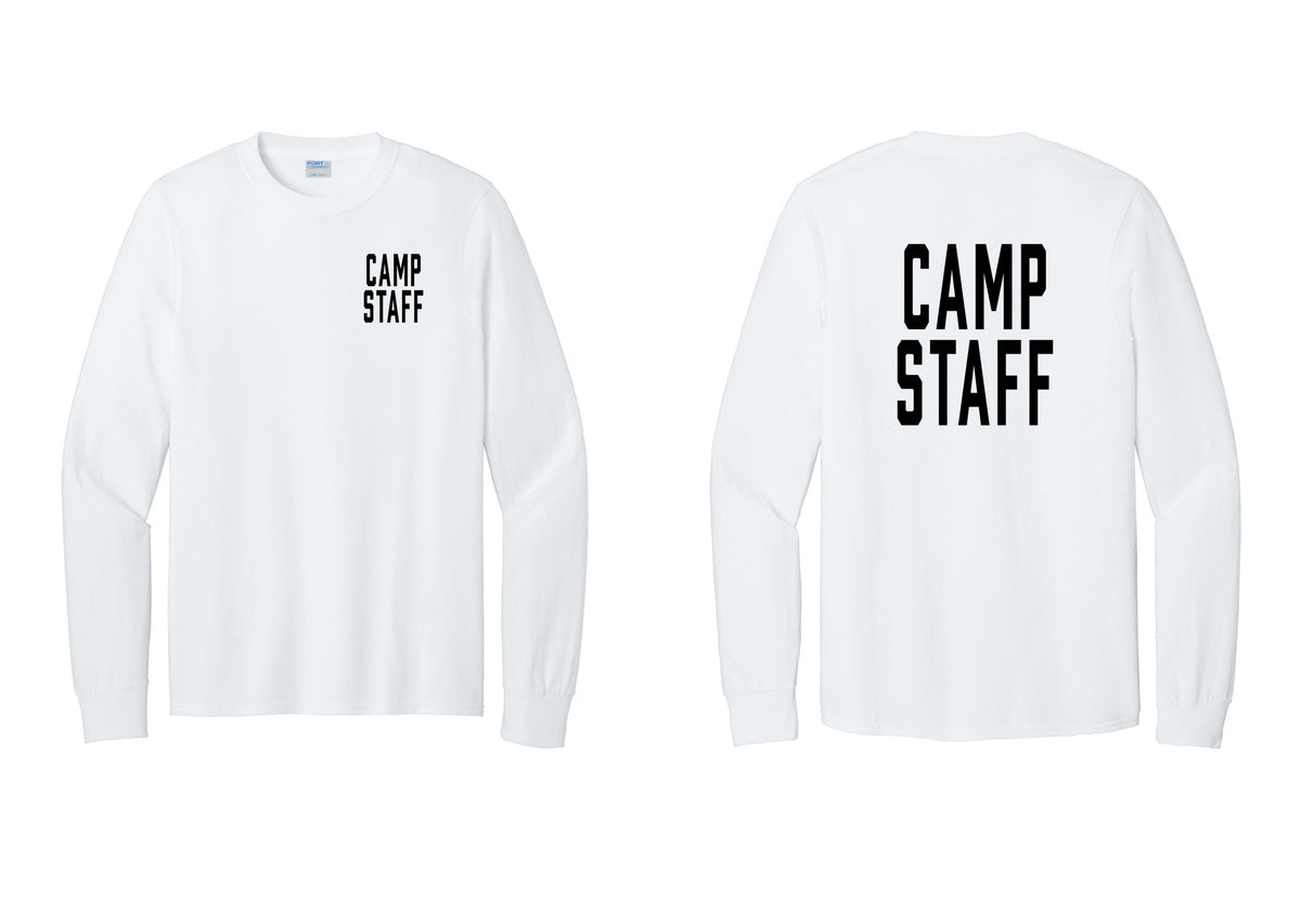 NYC Factory Camp Staff Cotton Long Sleeve T-Shirt (Classic) - Chest + Back - White