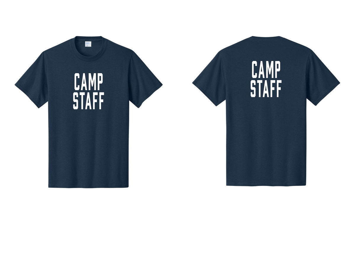 NYC Factory Camp Staff T-Shirt, Condensed Lettering - Front + Back - Navy