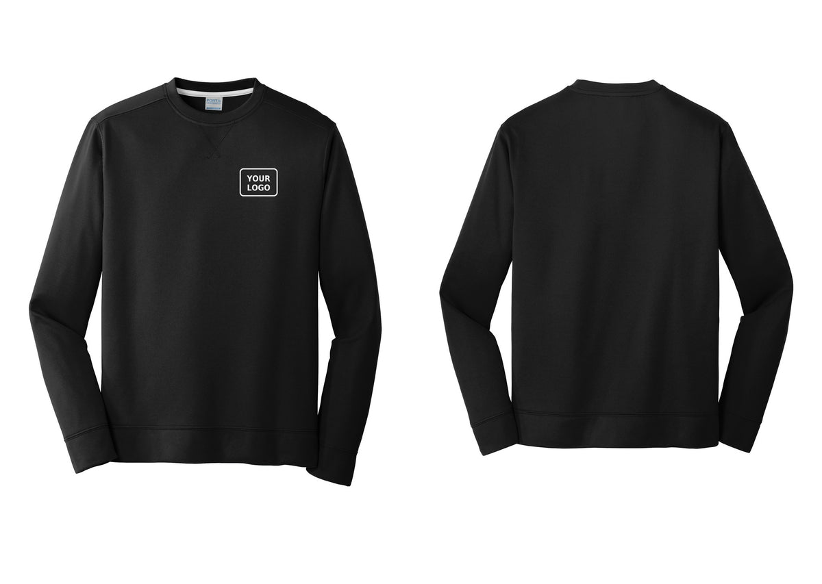 NYC Factory Custom Logo Camp Staff Performance Fleece Crewneck Sweatshirt (Classic) - Your Logo Only - Black