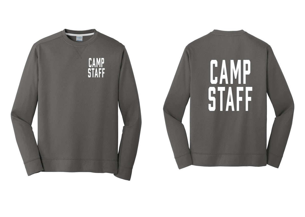 NYC Factory Camp Staff Performance Fleece Crewneck Sweatshirt (Classic) - Chest + Back - Charcoal