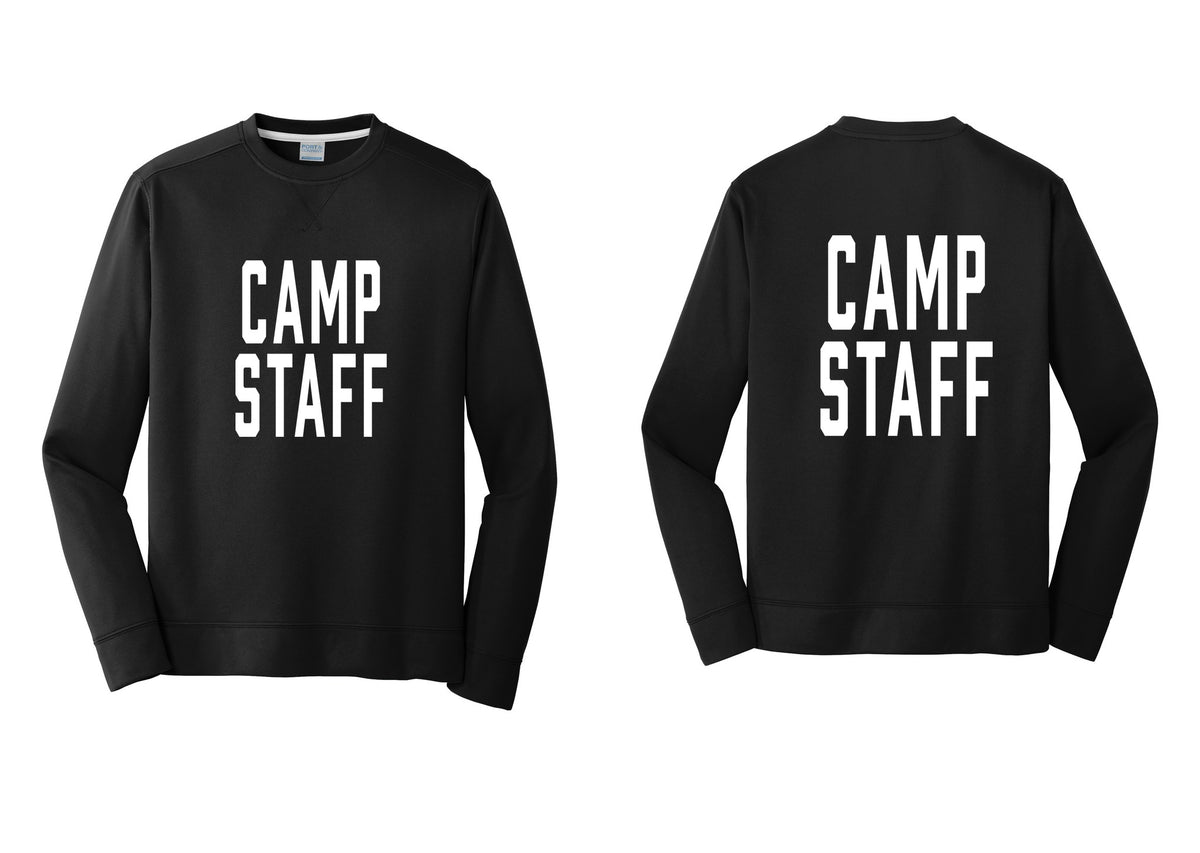 NYC Factory Camp Staff Performance Fleece Crewneck Sweatshirt (Classic) - Front + Back - Black