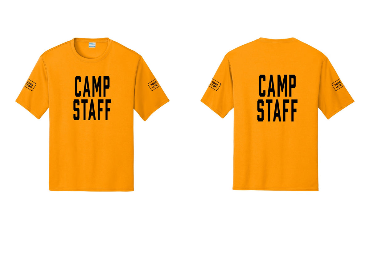 NYC Factory Custom Logo Camp Staff Performance T-Shirt (Classic) - Front + Back + Your Logo Sleeves - Gold