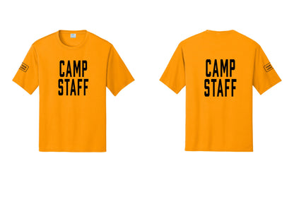 NYC Factory Custom Logo Camp Staff Performance T-Shirt (Classic) - Front + Back + Your Logo Sleeve - Gold