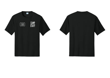 NYC Factory Custom Logo Camp Staff Performance T-Shirt (Classic) - CAMP STAFF + Your Logo - Black