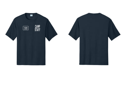 NYC Factory Custom Logo Camp Staff Performance T-Shirt (Classic) - CAMP STAFF + Your Logo - Navy