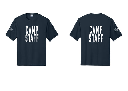 NYC Factory Custom Logo Camp Staff Performance T-Shirt (Classic) - Front + Back + Your Logo Sleeve - Navy