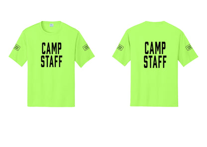 NYC Factory Custom Logo Camp Staff Performance T-Shirt (Classic) - Front + Back + Your Logo Sleeves - Neon Green