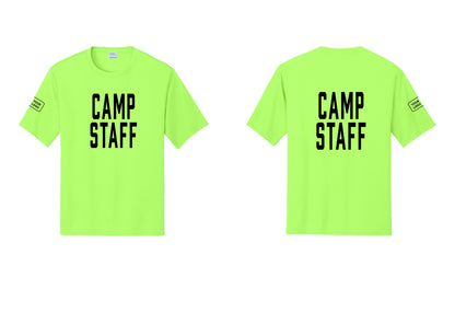 NYC Factory Custom Logo Camp Staff Performance T-Shirt (Classic) - Front + Back + Your Logo Sleeve - Neon Green