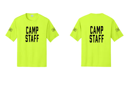 NYC Factory Custom Logo Camp Staff Performance T-Shirt (Classic) - Front + Back + Your Logo Sleeves - Neon Yellow