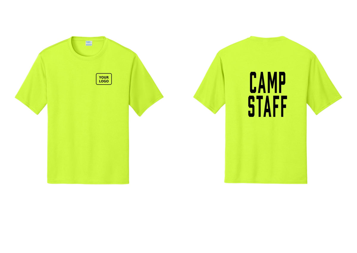 NYC Factory Custom Logo Camp Staff Performance T-Shirt (Classic) - Your Logo + Back - Neon Yellow