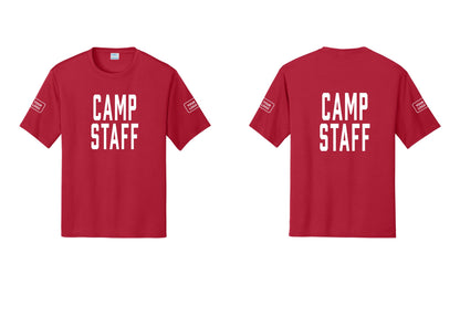 NYC Factory Custom Logo Camp Staff Performance T-Shirt (Classic) - Front + Back + Your Logo Sleeves - Red