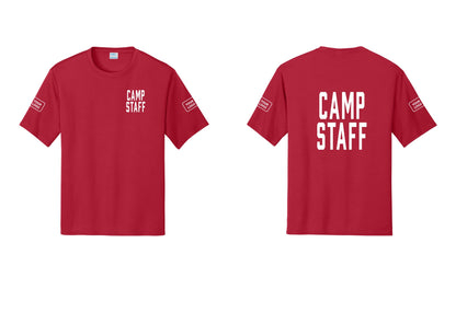 NYC Factory Custom Logo Camp Staff Performance T-Shirt (Classic) - Chest + Back + Your Logo Sleeves - Red